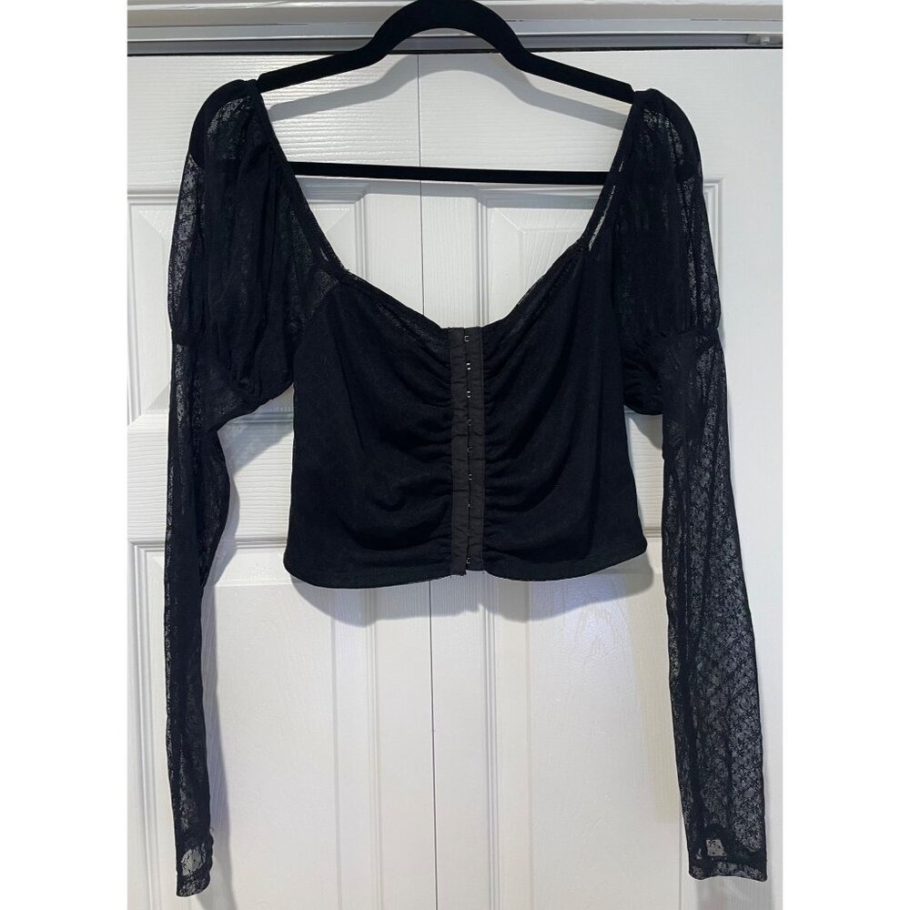 Painted Threads Womens Sheer Lace Milkmaid Top Size M Corset Dark Fairy Romantic